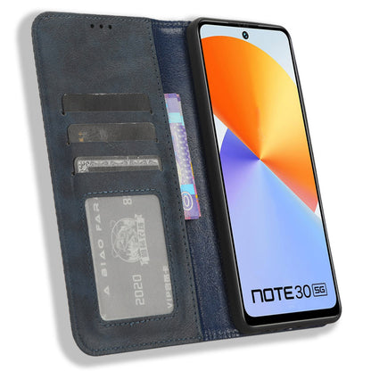 For Infinix Note 30 4G / X6833B / X6716B Magnetic Closing Phone Shell Retro PU Leather Cover Stand Wallet Shell