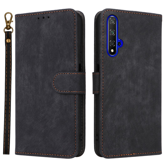 For Huawei nova 5T 4G / Honor 20 / 20S (For China) RFID Blocking Phone Case Wallet Stand PU Leather Cover with Strap