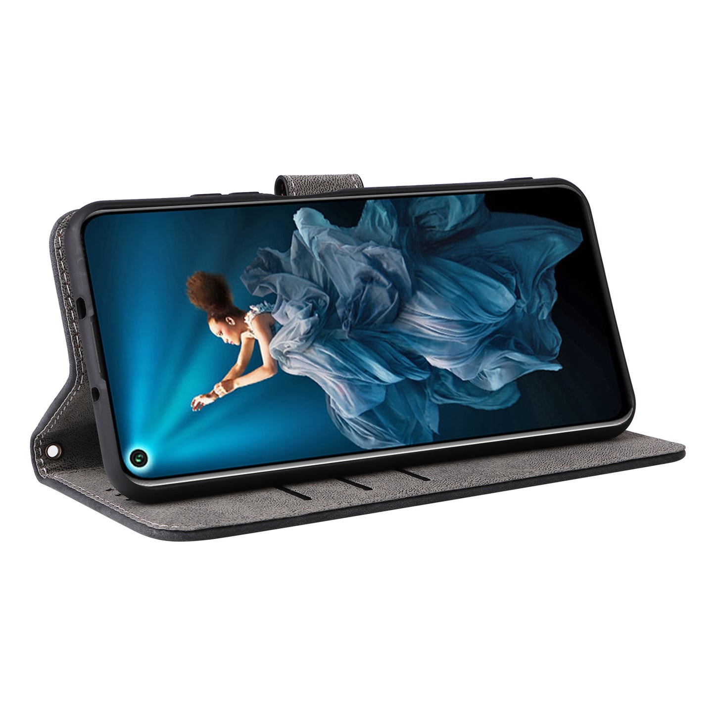 For Huawei nova 5T 4G / Honor 20 / 20S (For China) RFID Blocking Phone Case Wallet Stand PU Leather Cover with Strap