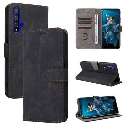 For Huawei nova 5T 4G / Honor 20 / 20S (For China) RFID Blocking Phone Case Wallet Stand PU Leather Cover with Strap