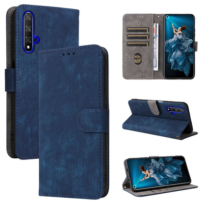 For Huawei nova 5T 4G / Honor 20 / 20S (For China) RFID Blocking Phone Case Wallet Stand PU Leather Cover with Strap