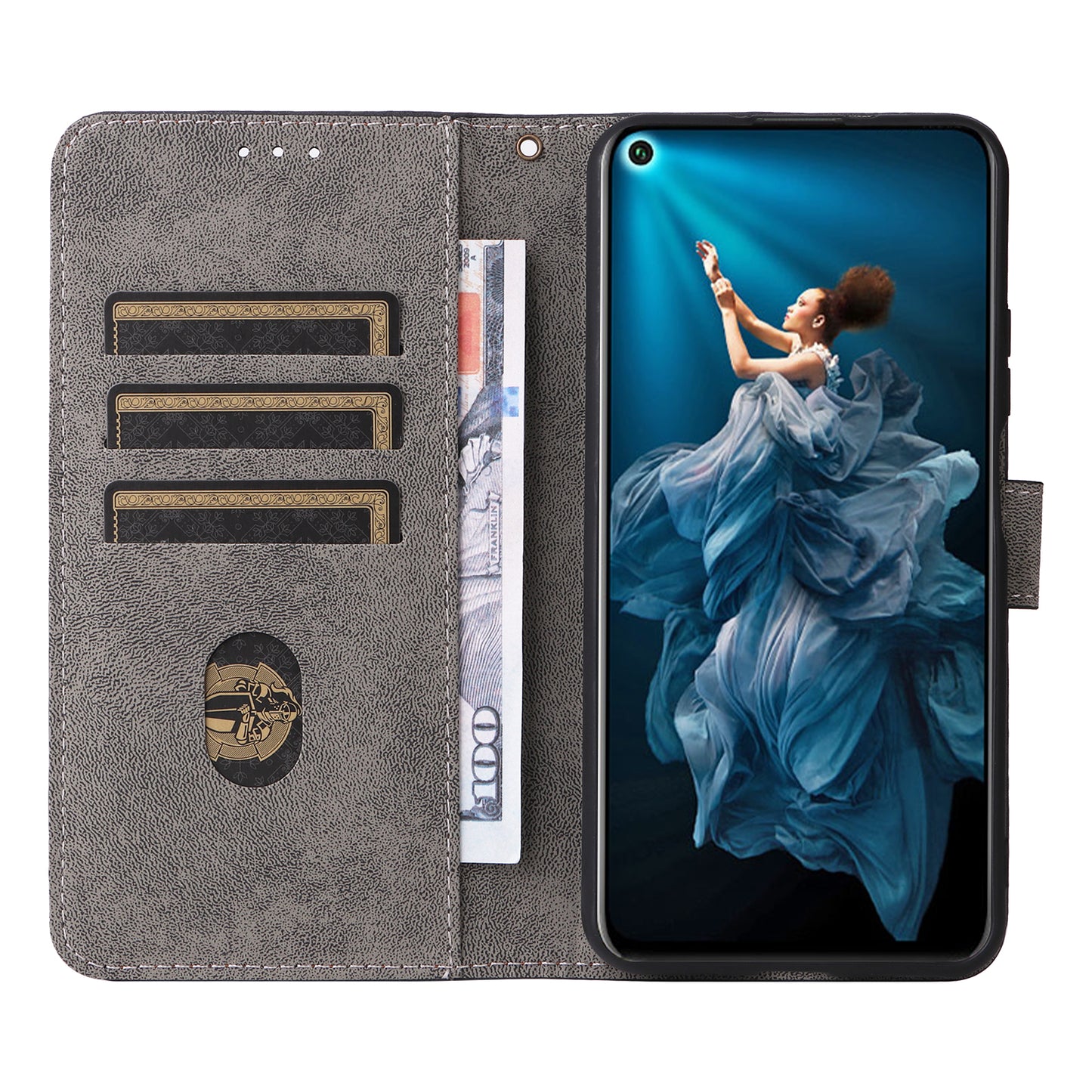 For Huawei nova 5T 4G / Honor 20 / 20S (For China) RFID Blocking Phone Case Wallet Stand PU Leather Cover with Strap
