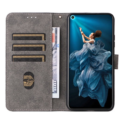 For Huawei nova 5T 4G / Honor 20 / 20S (For China) RFID Blocking Phone Case Wallet Stand PU Leather Cover with Strap
