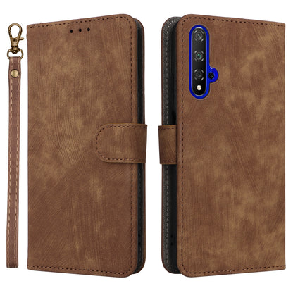 For Huawei nova 5T 4G / Honor 20 / 20S (For China) RFID Blocking Phone Case Wallet Stand PU Leather Cover with Strap