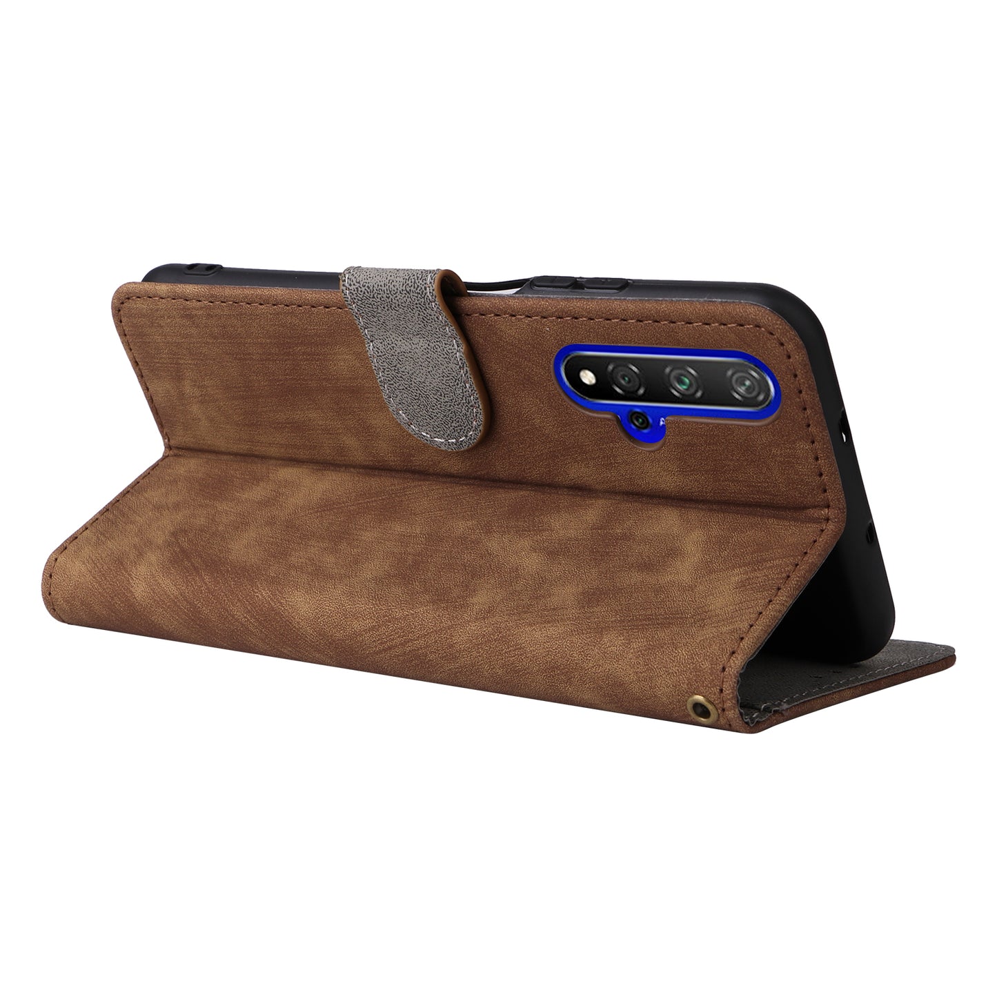 For Huawei nova 5T 4G / Honor 20 / 20S (For China) RFID Blocking Phone Case Wallet Stand PU Leather Cover with Strap