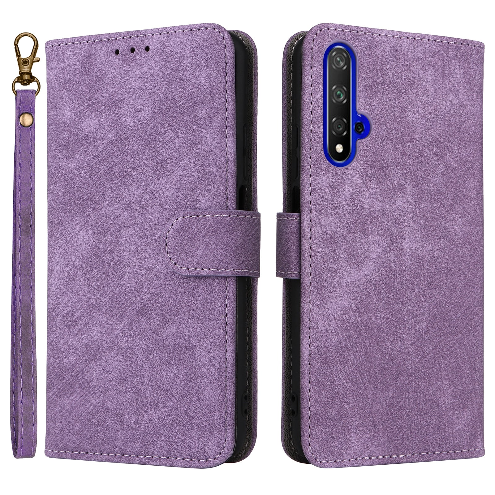 For Huawei nova 5T 4G / Honor 20 / 20S (For China) RFID Blocking Phone Case Wallet Stand PU Leather Cover with Strap