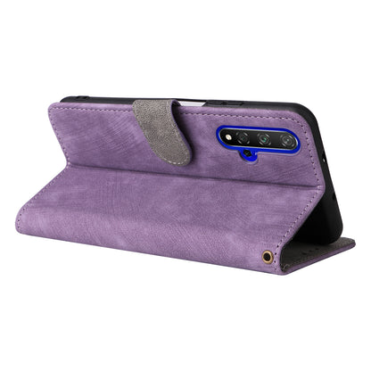 For Huawei nova 5T 4G / Honor 20 / 20S (For China) RFID Blocking Phone Case Wallet Stand PU Leather Cover with Strap