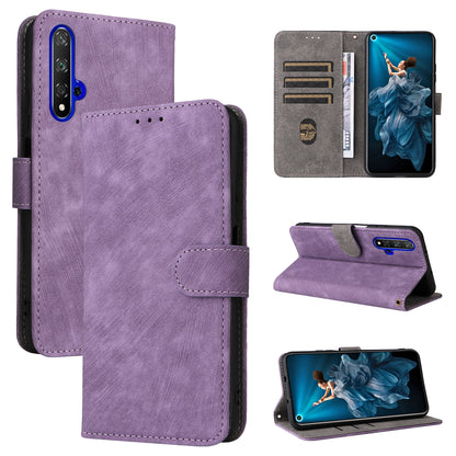 For Huawei nova 5T 4G / Honor 20 / 20S (For China) RFID Blocking Phone Case Wallet Stand PU Leather Cover with Strap