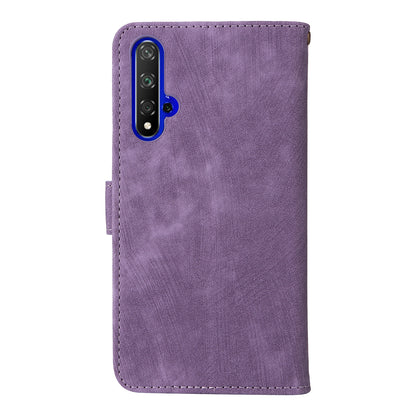 For Huawei nova 5T 4G / Honor 20 / 20S (For China) RFID Blocking Phone Case Wallet Stand PU Leather Cover with Strap