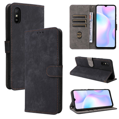 RFID Blocking Phone Case for Xiaomi Redmi 9A / 9AT / 9A Sport / 9i / 9i Sport , PU Leather Stand Flip Wallet Cover with Strap
