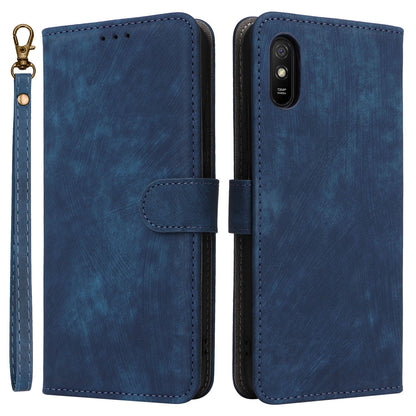 RFID Blocking Phone Case for Xiaomi Redmi 9A / 9AT / 9A Sport / 9i / 9i Sport , PU Leather Stand Flip Wallet Cover with Strap