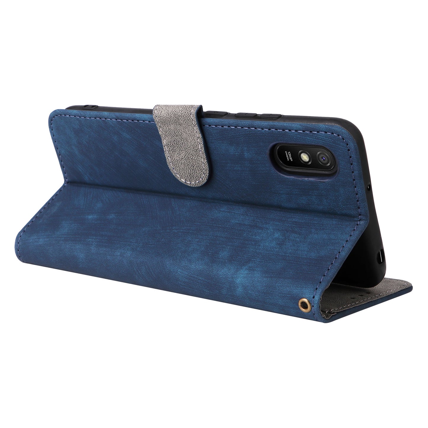 RFID Blocking Phone Case for Xiaomi Redmi 9A / 9AT / 9A Sport / 9i / 9i Sport , PU Leather Stand Flip Wallet Cover with Strap