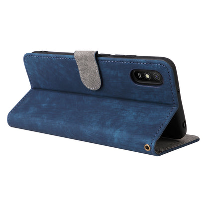 RFID Blocking Phone Case for Xiaomi Redmi 9A / 9AT / 9A Sport / 9i / 9i Sport , PU Leather Stand Flip Wallet Cover with Strap