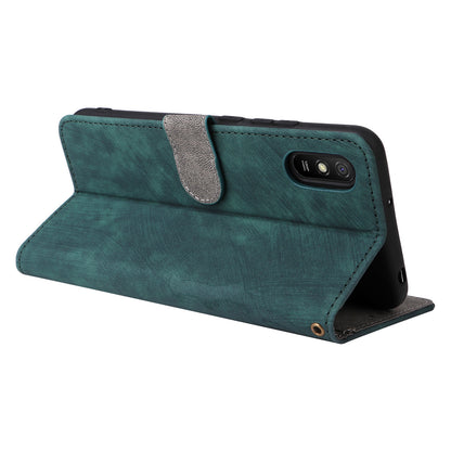 RFID Blocking Phone Case for Xiaomi Redmi 9A / 9AT / 9A Sport / 9i / 9i Sport , PU Leather Stand Flip Wallet Cover with Strap