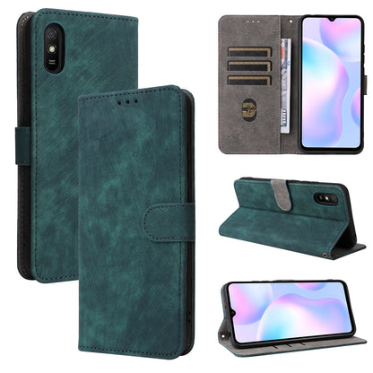 RFID Blocking Phone Case for Xiaomi Redmi 9A / 9AT / 9A Sport / 9i / 9i Sport , PU Leather Stand Flip Wallet Cover with Strap