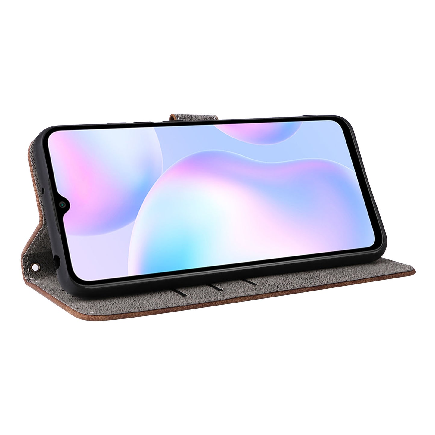 RFID Blocking Phone Case for Xiaomi Redmi 9A / 9AT / 9A Sport / 9i / 9i Sport , PU Leather Stand Flip Wallet Cover with Strap