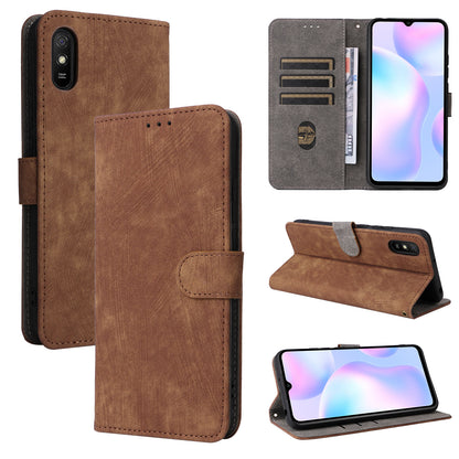 RFID Blocking Phone Case for Xiaomi Redmi 9A / 9AT / 9A Sport / 9i / 9i Sport , PU Leather Stand Flip Wallet Cover with Strap