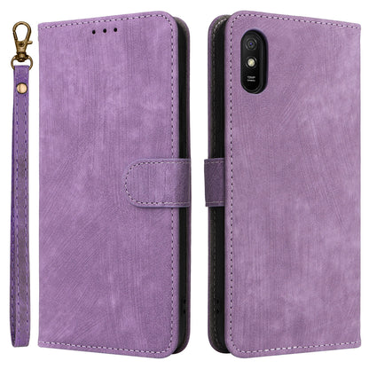 RFID Blocking Phone Case for Xiaomi Redmi 9A / 9AT / 9A Sport / 9i / 9i Sport , PU Leather Stand Flip Wallet Cover with Strap