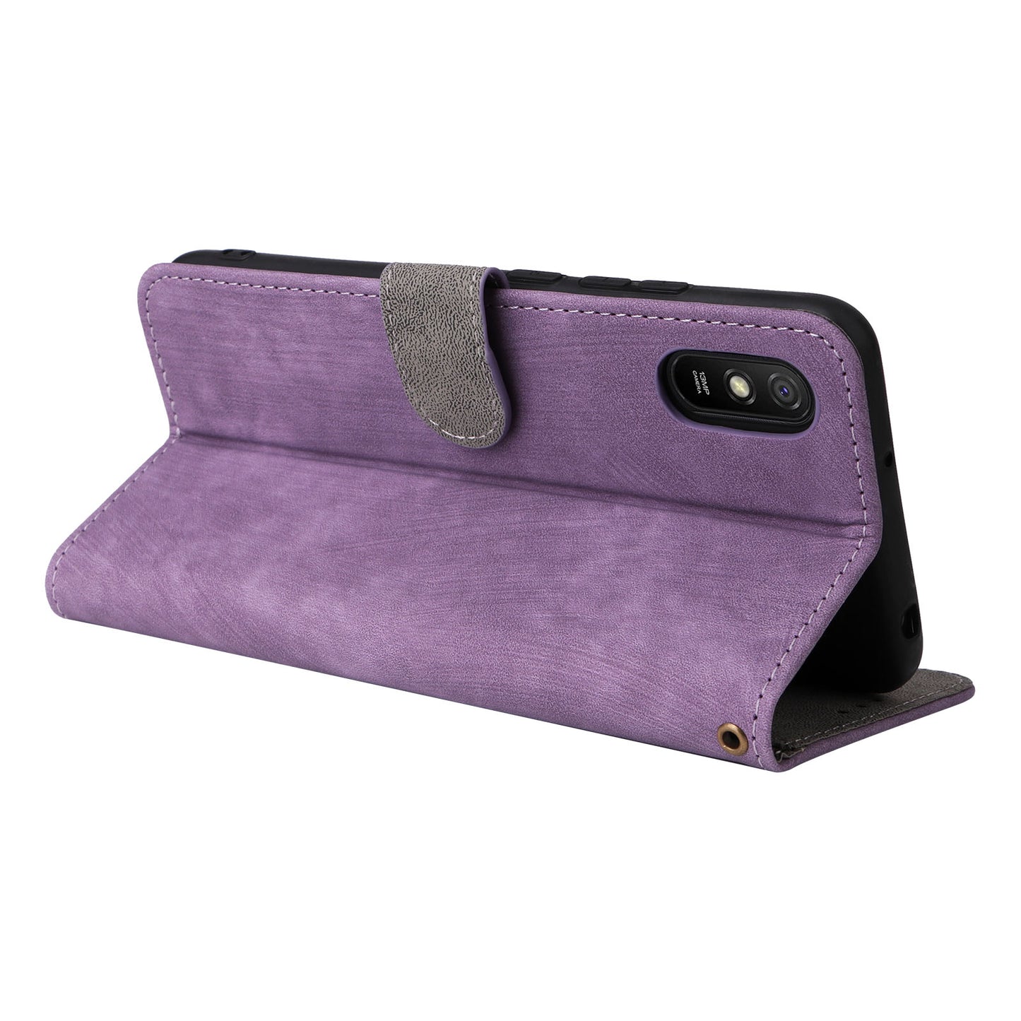 RFID Blocking Phone Case for Xiaomi Redmi 9A / 9AT / 9A Sport / 9i / 9i Sport , PU Leather Stand Flip Wallet Cover with Strap