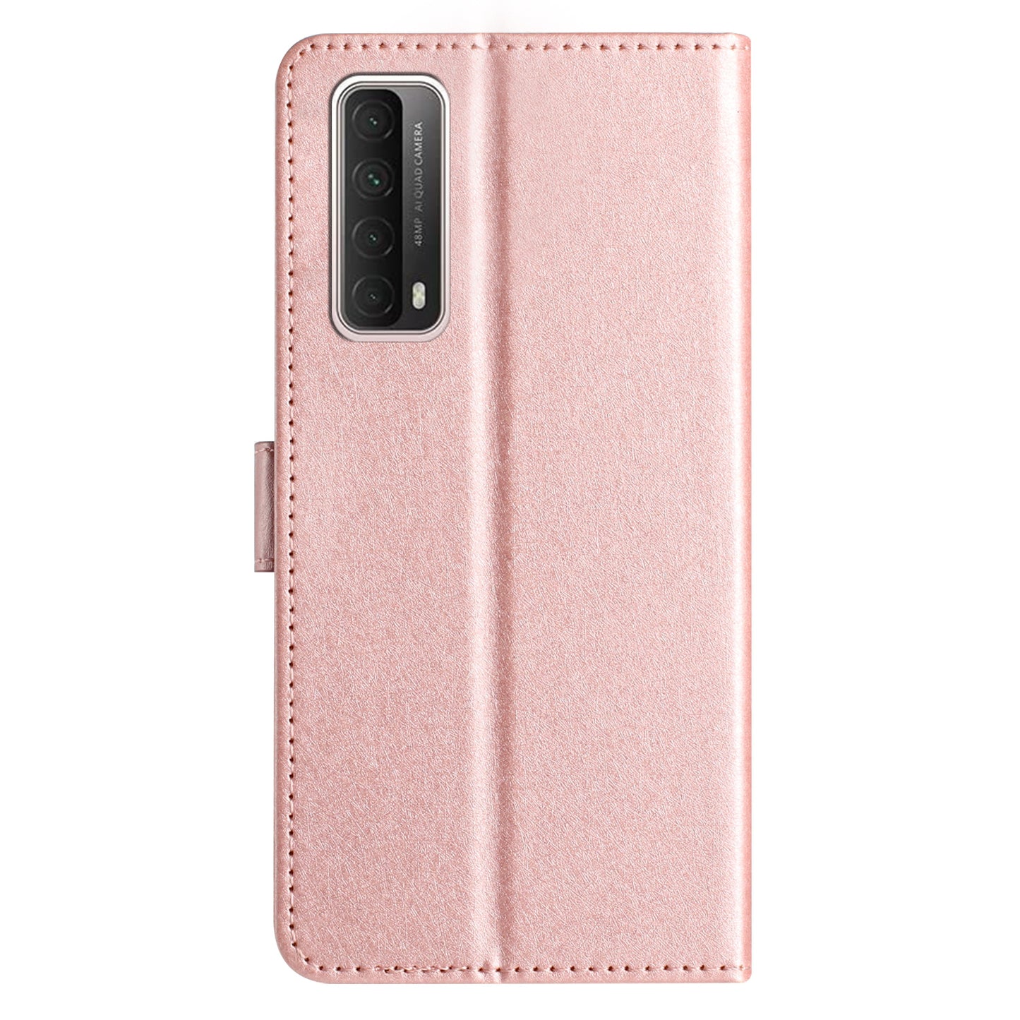 For Huawei P smart 2021 / Y7a Phone Case PU Leather Silk Texture Stand Wallet Flip Cover with Strap