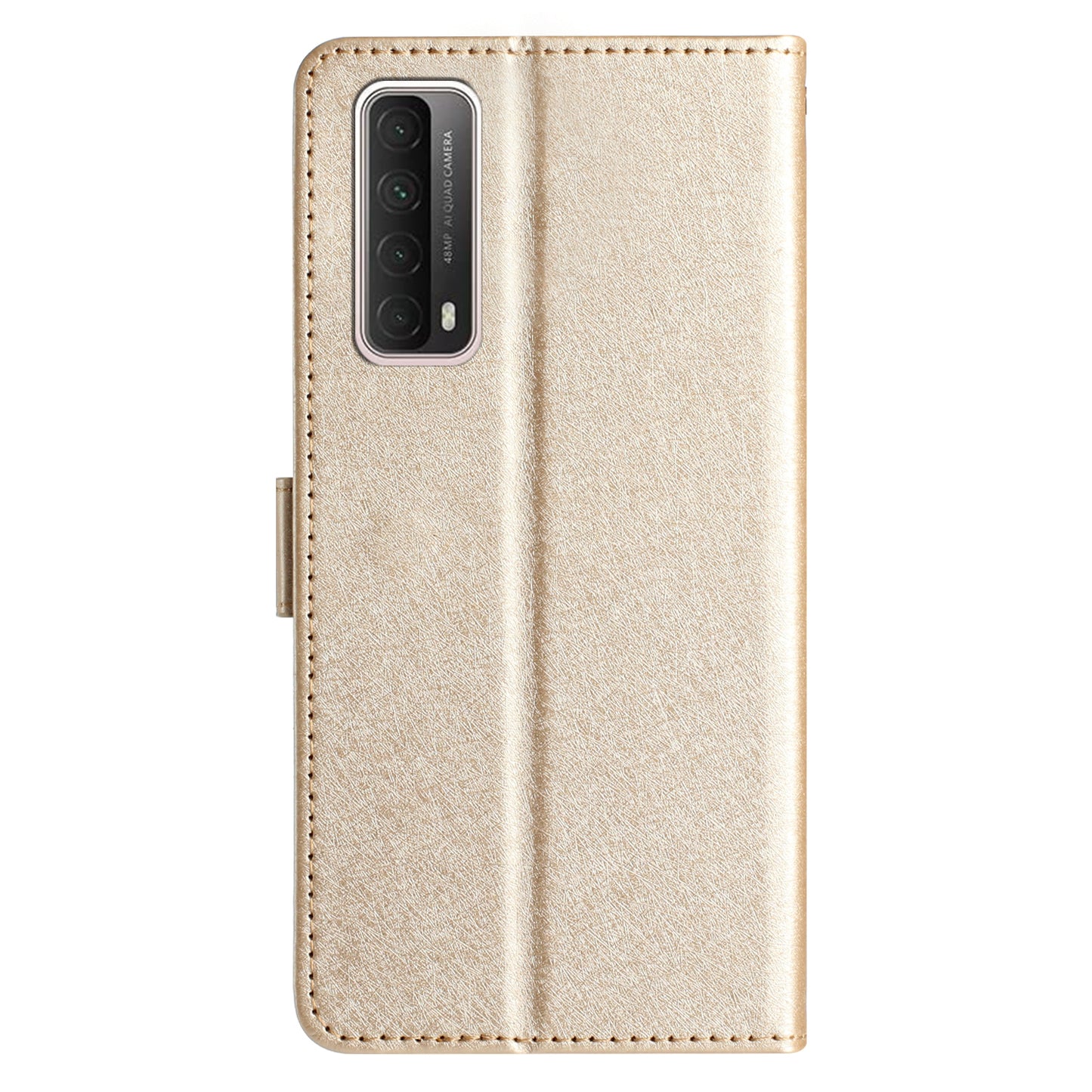 For Huawei P smart 2021 / Y7a Phone Case PU Leather Silk Texture Stand Wallet Flip Cover with Strap