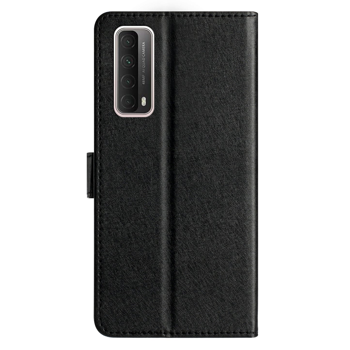 For Huawei P smart 2021 / Y7a Phone Case PU Leather Silk Texture Stand Wallet Flip Cover with Strap