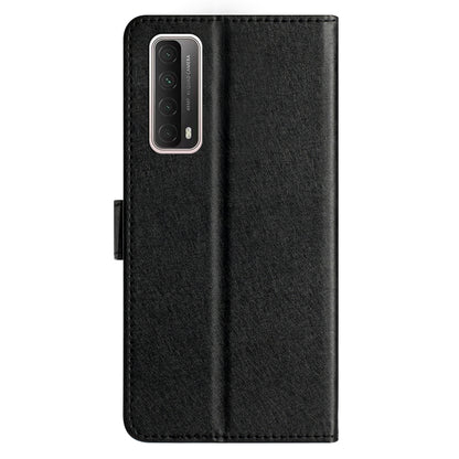 For Huawei P smart 2021 / Y7a Phone Case PU Leather Silk Texture Stand Wallet Flip Cover with Strap