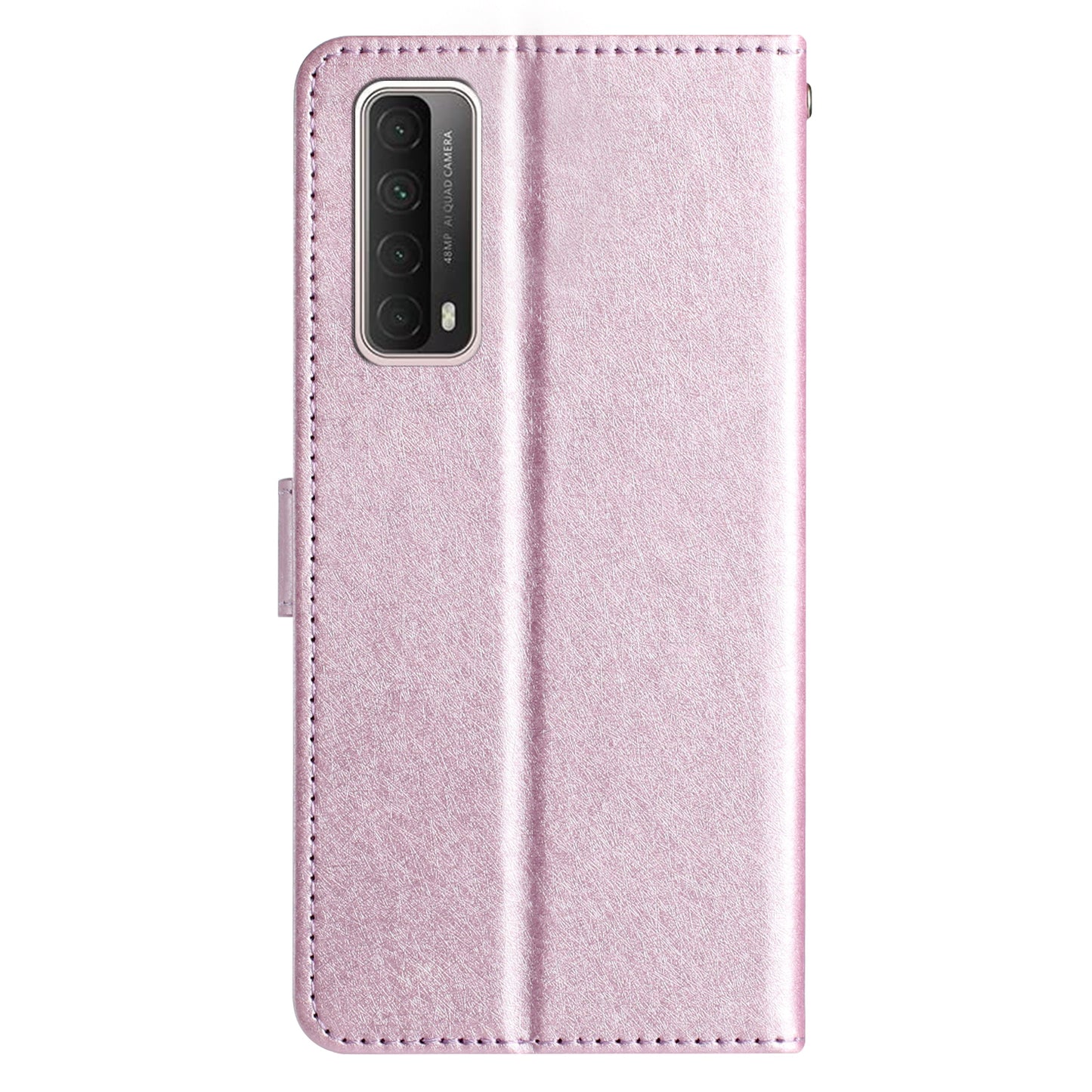For Huawei P smart 2021 / Y7a Phone Case PU Leather Silk Texture Stand Wallet Flip Cover with Strap