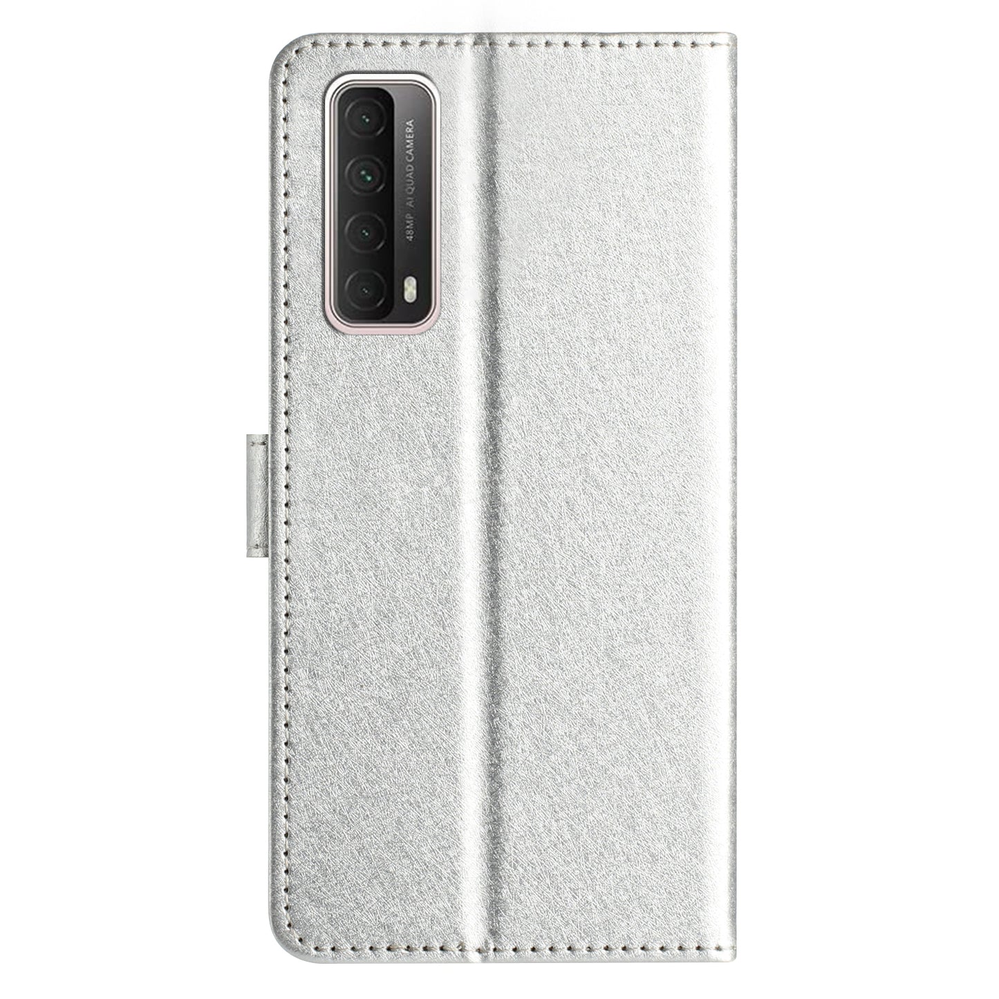 For Huawei P smart 2021 / Y7a Phone Case PU Leather Silk Texture Stand Wallet Flip Cover with Strap