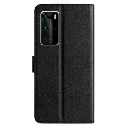 For Huawei P40 Pro Wallet Phone Case PU Leather Silk Texture Stand Protective Cover with Strap