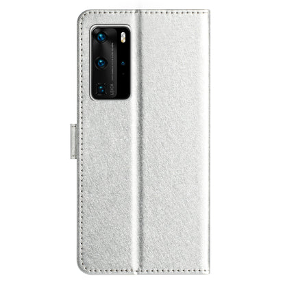 For Huawei P40 Pro Wallet Phone Case PU Leather Silk Texture Stand Protective Cover with Strap