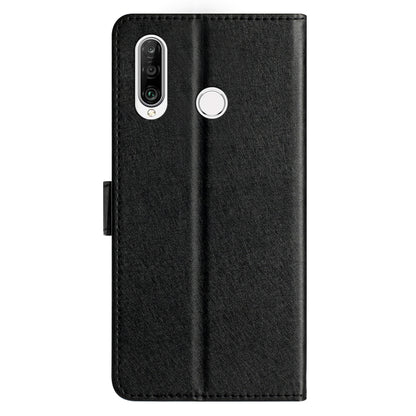 For Huawei P30 Lite Stand Flip Protective Cover PU Leather Silk Texture Wallet Phone Case with Strap
