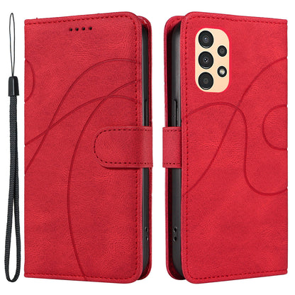 For Samsung Galaxy A13 4G / 5G Wallet Phone Cover PU Leather Imprinted Line Case with Stand