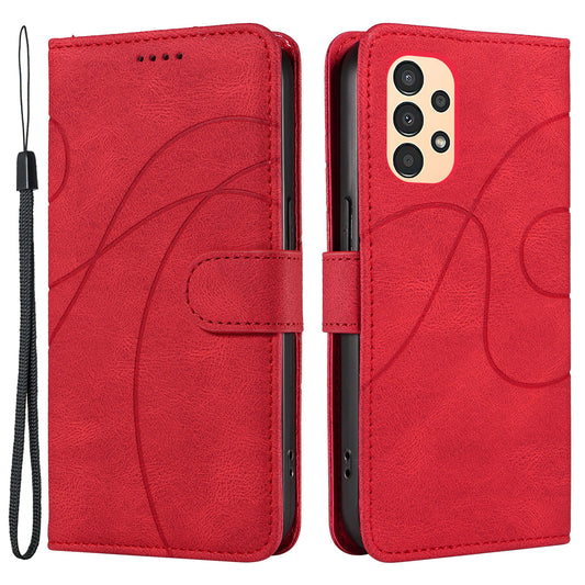 For Samsung Galaxy A13 4G / 5G Wallet Phone Cover PU Leather Imprinted Line Case with Stand