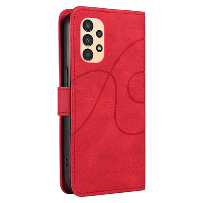 For Samsung Galaxy A13 4G / 5G Wallet Phone Cover PU Leather Imprinted Line Case with Stand