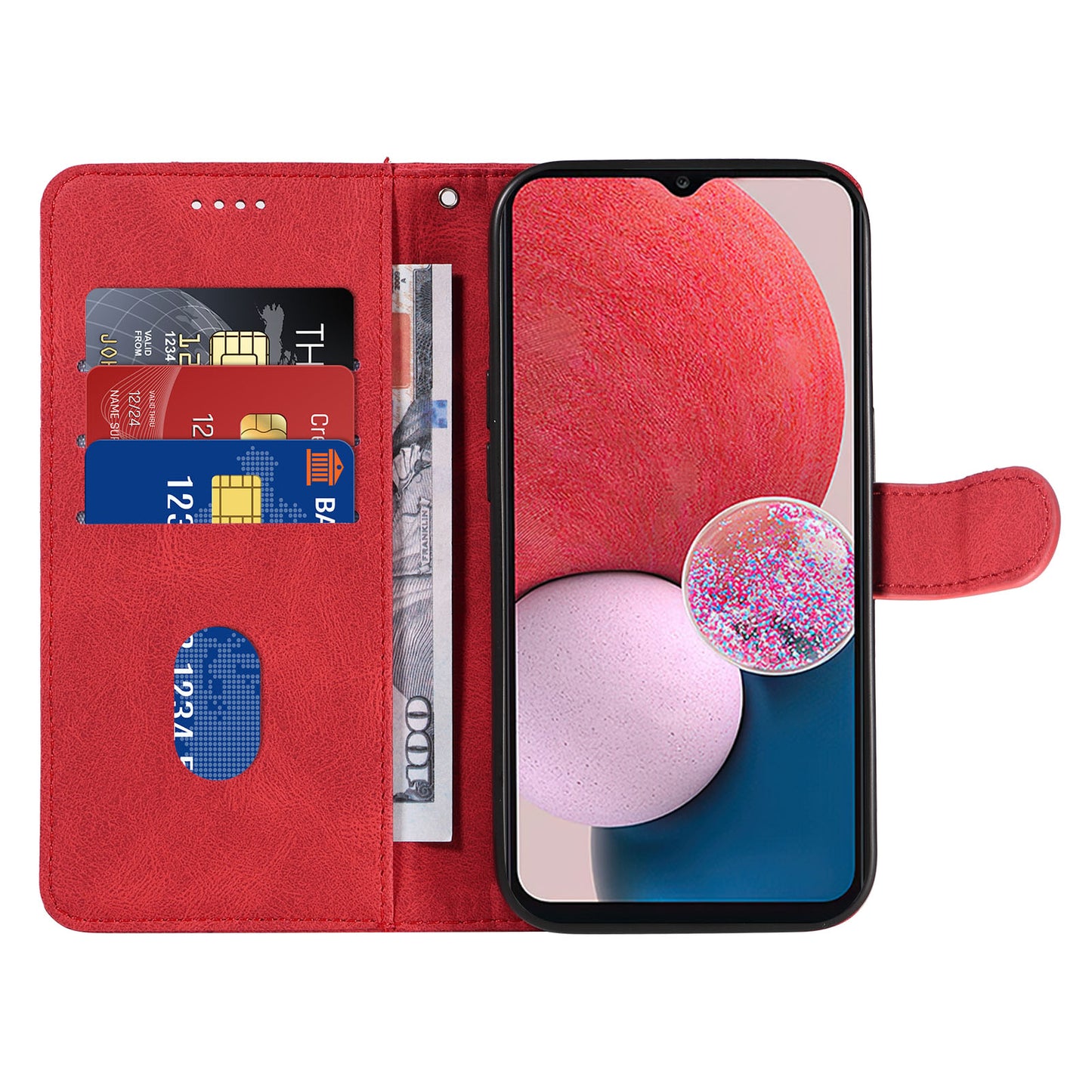 For Samsung Galaxy A13 4G / 5G Wallet Phone Cover PU Leather Imprinted Line Case with Stand