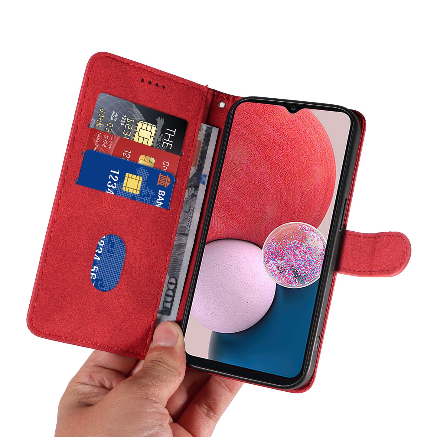 For Samsung Galaxy A13 4G / 5G Wallet Phone Cover PU Leather Imprinted Line Case with Stand