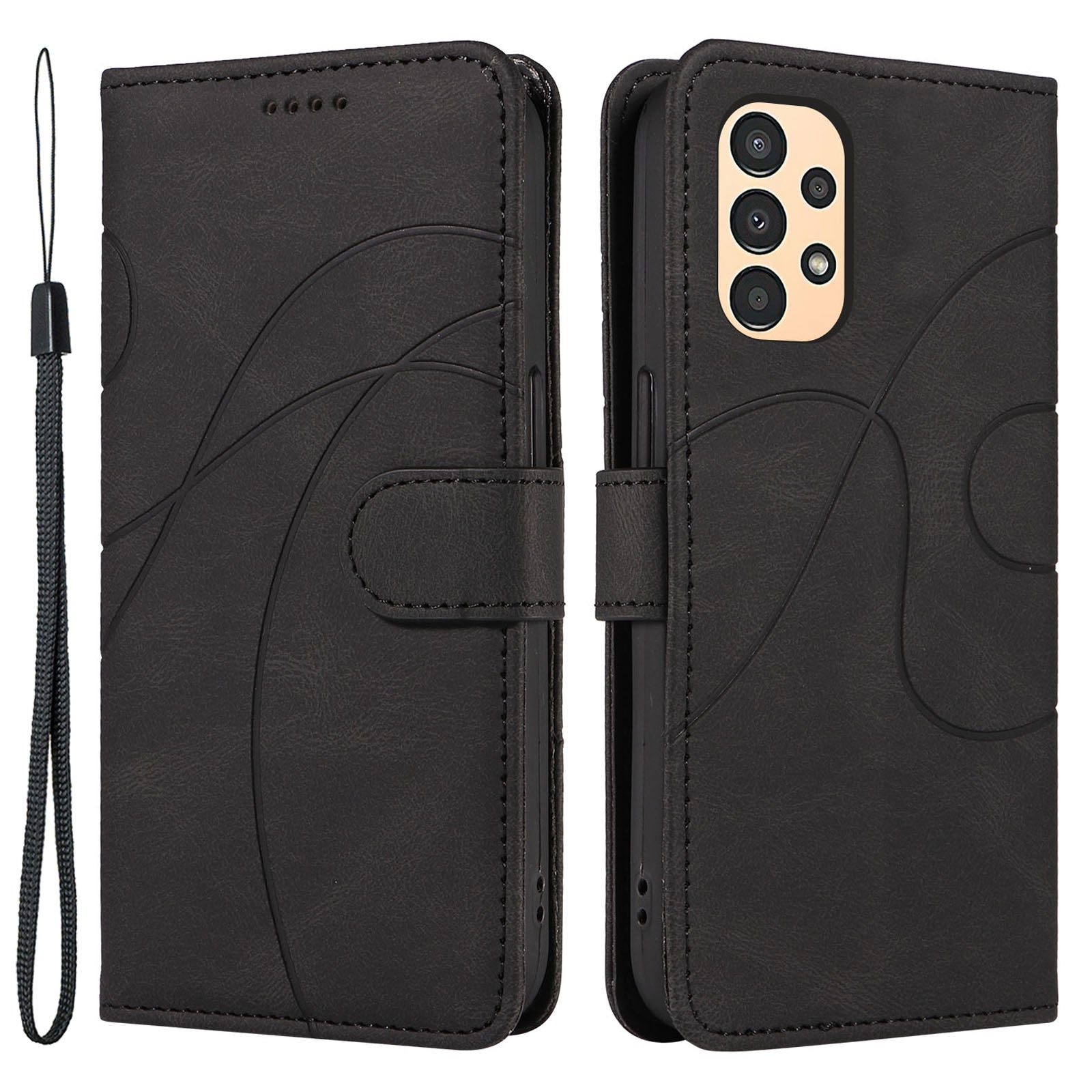 For Samsung Galaxy A13 4G / 5G Wallet Phone Cover PU Leather Imprinted Line Case with Stand