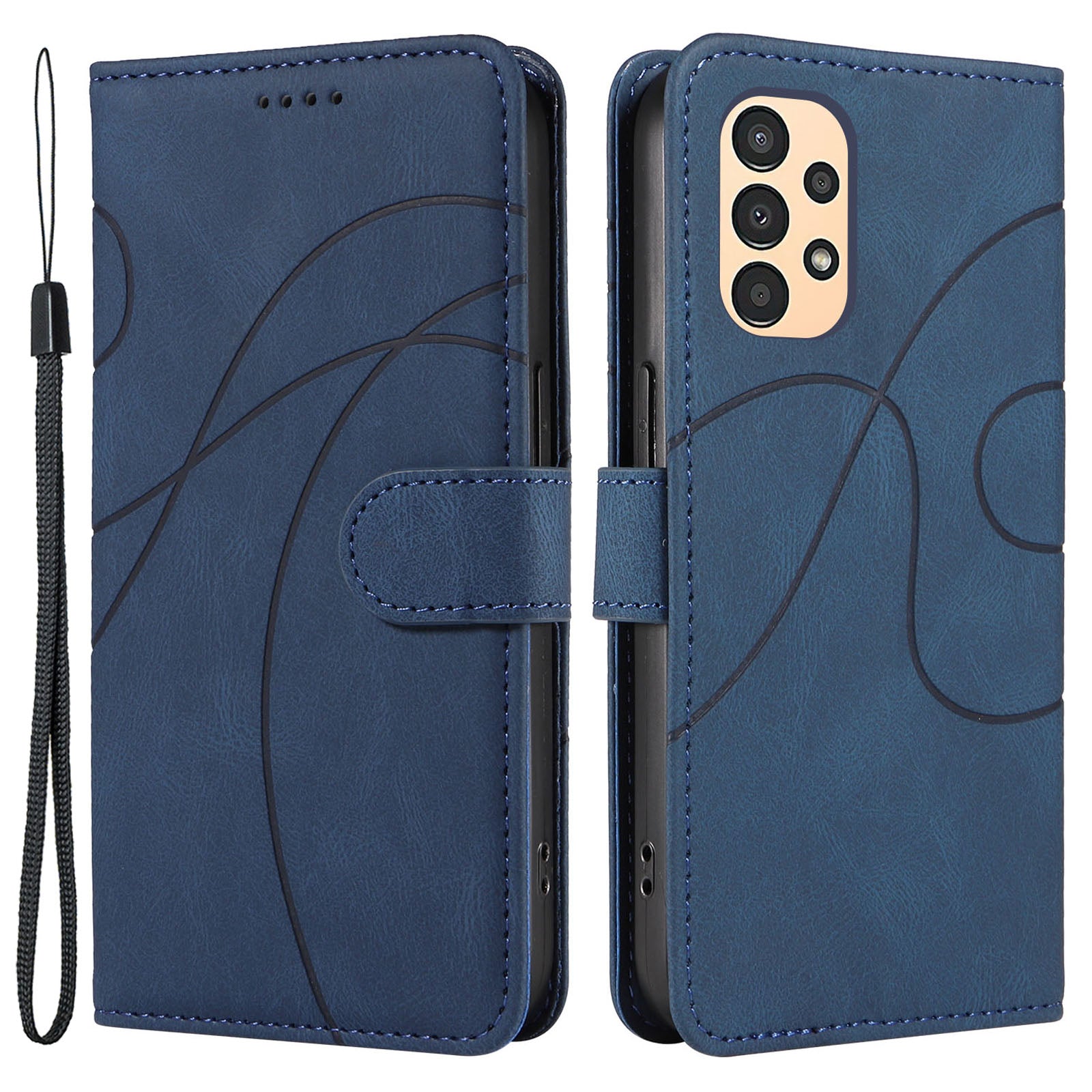 For Samsung Galaxy A13 4G / 5G Wallet Phone Cover PU Leather Imprinted Line Case with Stand