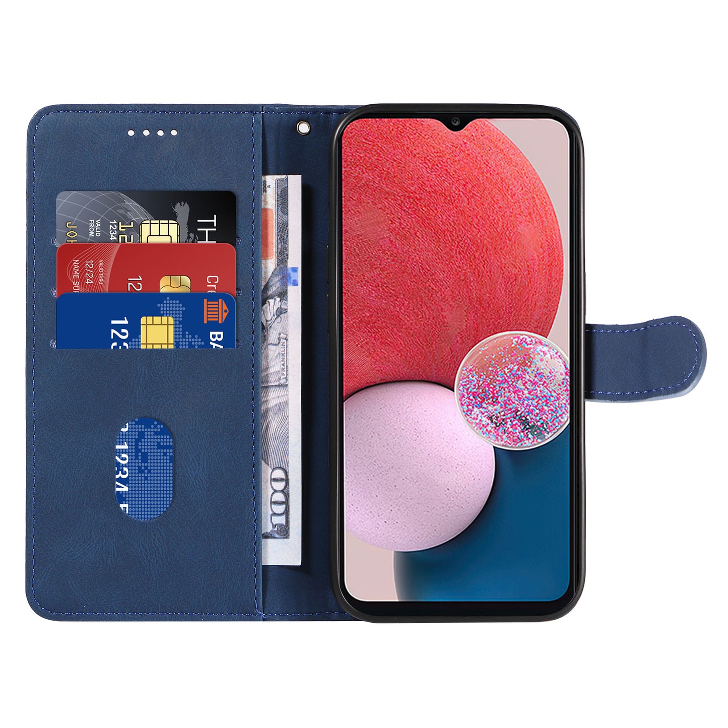 For Samsung Galaxy A13 4G / 5G Wallet Phone Cover PU Leather Imprinted Line Case with Stand