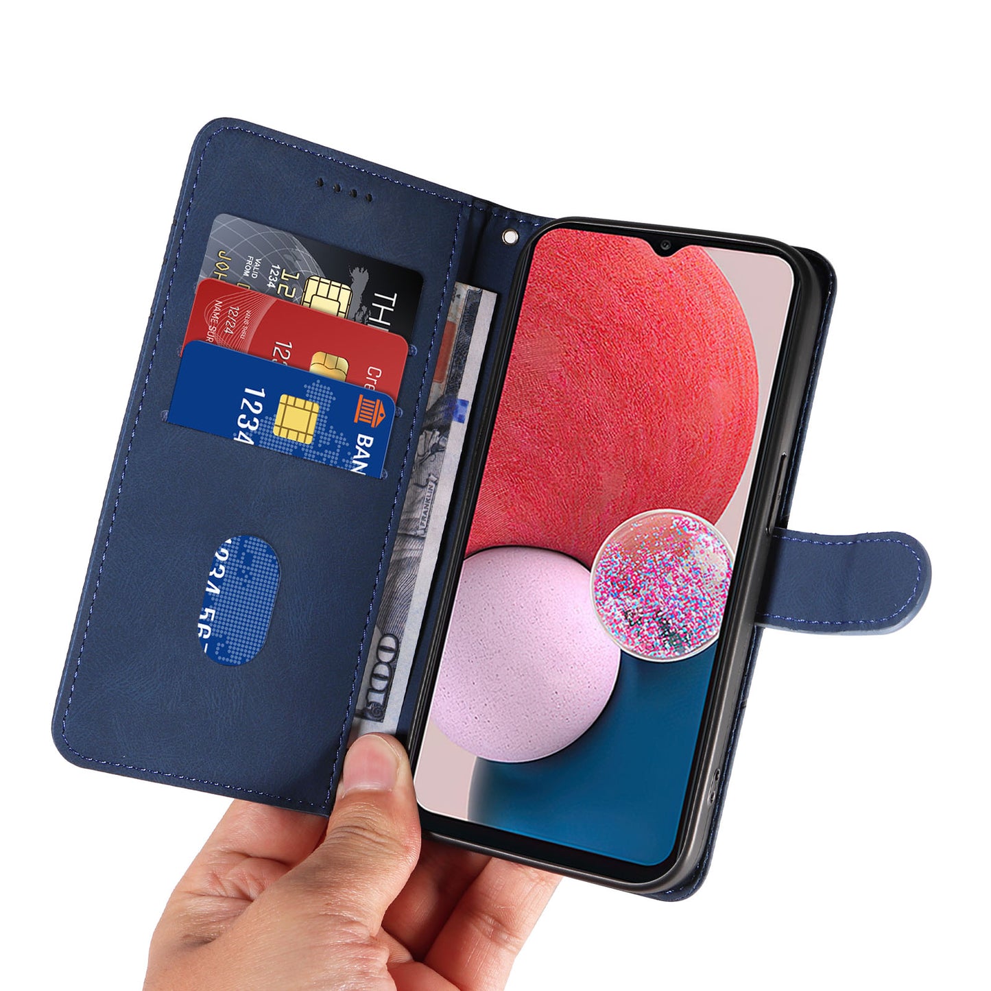 For Samsung Galaxy A13 4G / 5G Wallet Phone Cover PU Leather Imprinted Line Case with Stand