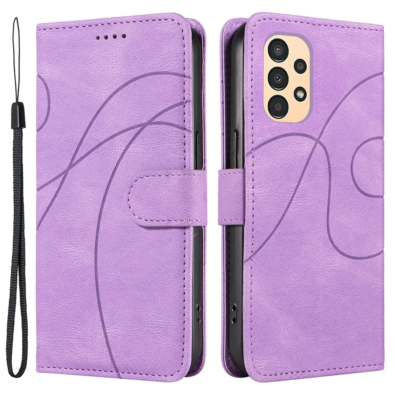 For Samsung Galaxy A13 4G / 5G Wallet Phone Cover PU Leather Imprinted Line Case with Stand