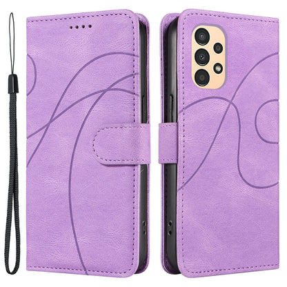 For Samsung Galaxy A13 4G / 5G Wallet Phone Cover PU Leather Imprinted Line Case with Stand