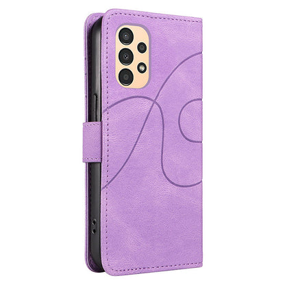 For Samsung Galaxy A13 4G / 5G Wallet Phone Cover PU Leather Imprinted Line Case with Stand