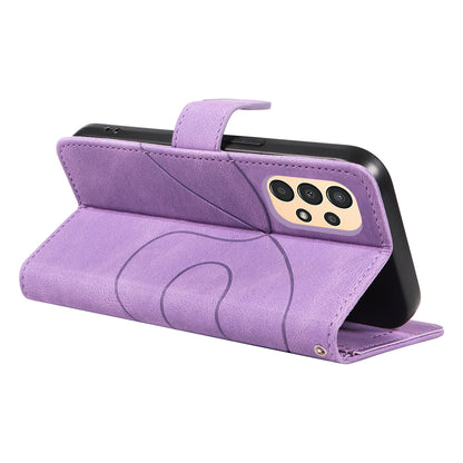 For Samsung Galaxy A13 4G / 5G Wallet Phone Cover PU Leather Imprinted Line Case with Stand