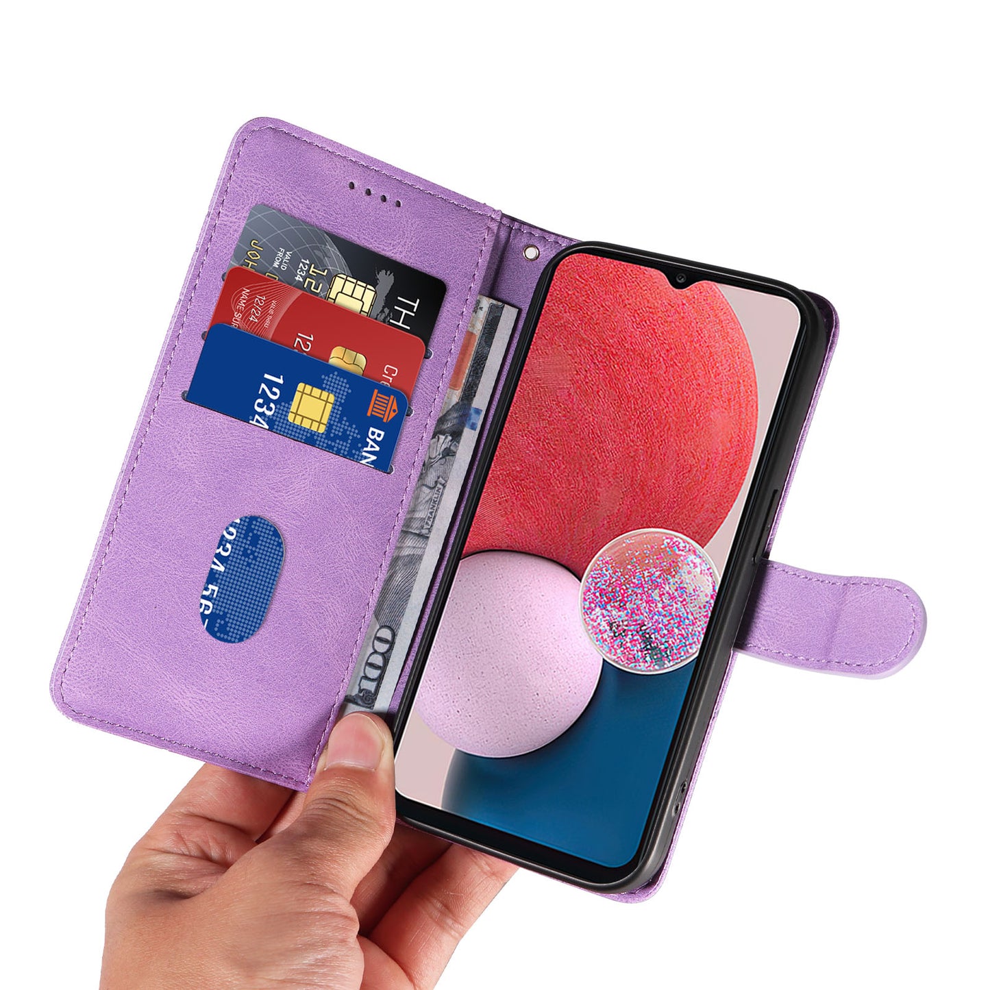 For Samsung Galaxy A13 4G / 5G Wallet Phone Cover PU Leather Imprinted Line Case with Stand