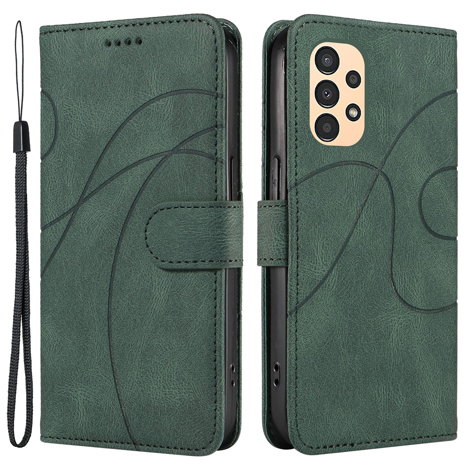 For Samsung Galaxy A13 4G / 5G Wallet Phone Cover PU Leather Imprinted Line Case with Stand