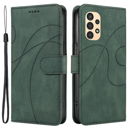 For Samsung Galaxy A13 4G / 5G Wallet Phone Cover PU Leather Imprinted Line Case with Stand