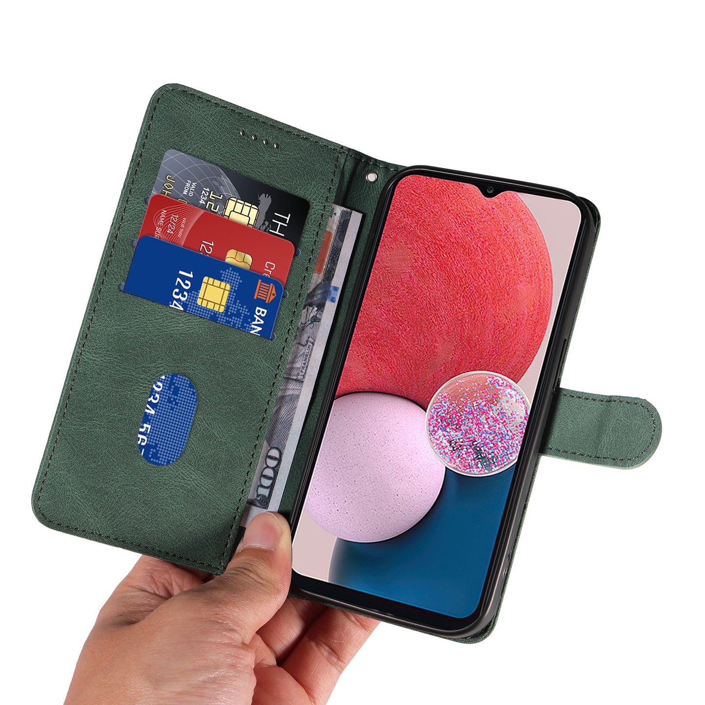 For Samsung Galaxy A13 4G / 5G Wallet Phone Cover PU Leather Imprinted Line Case with Stand