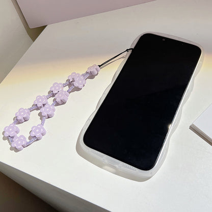 For iPhone 14 Pro Flexible TPU Phone Case Oil Painting Pattern Mobile Phone Shell with Flower Decor Hand Strap